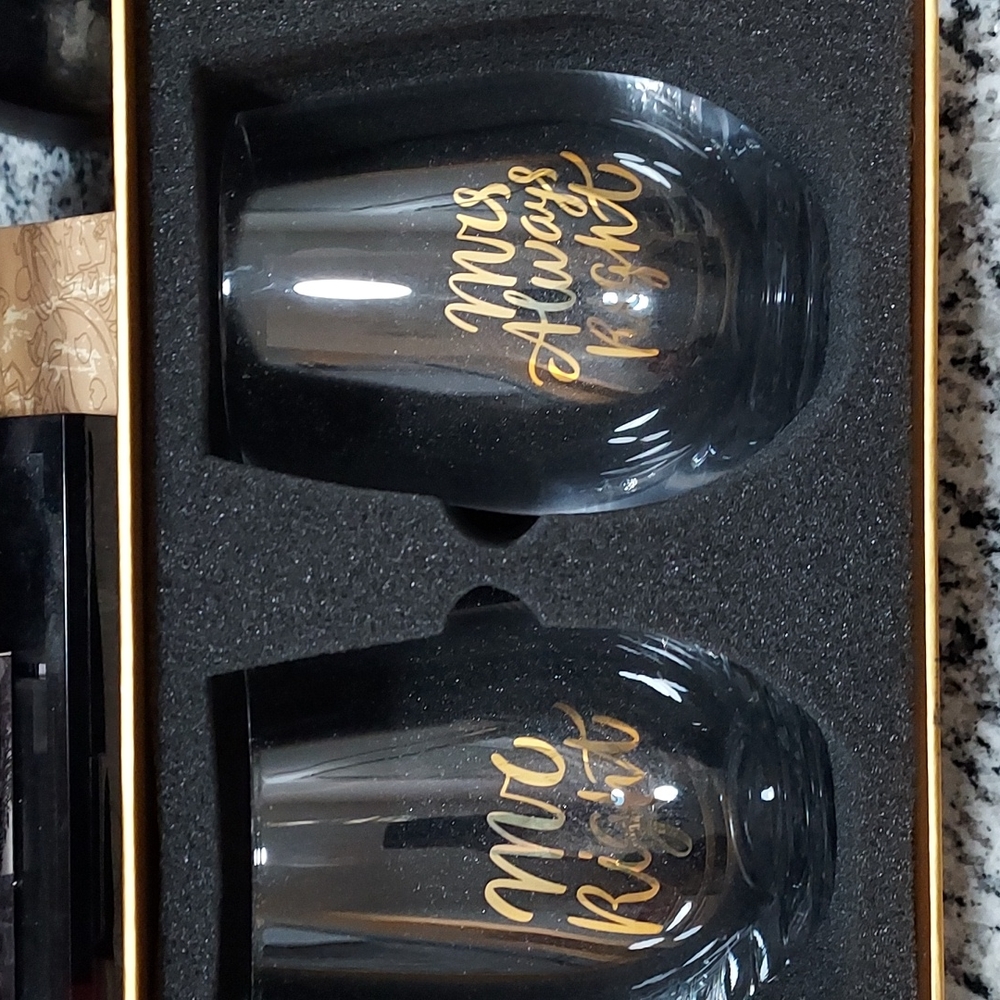 Mr. Right Mrs. Always Right wine glasses
